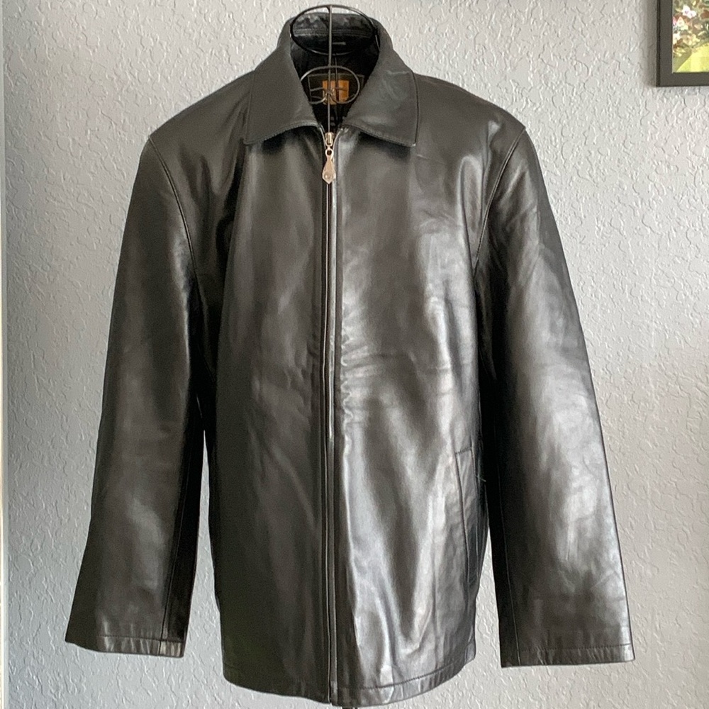 Genuine leather bomber jacket